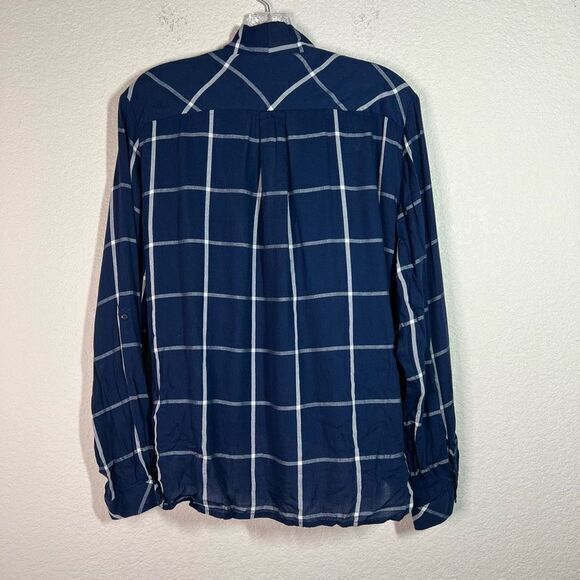 Linea Domani Womens Blue White Twisted Blouse High Low Long Sleeve Stripes Large - Picture 6 of 7